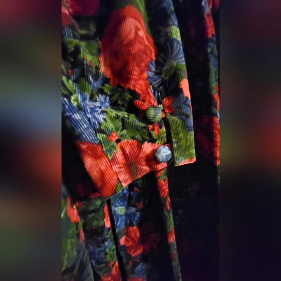 Vintage Laura Ashley Size 12 Corduroy Floral Garden Dress Gathered Zipper NICE - Picture 4 of 10